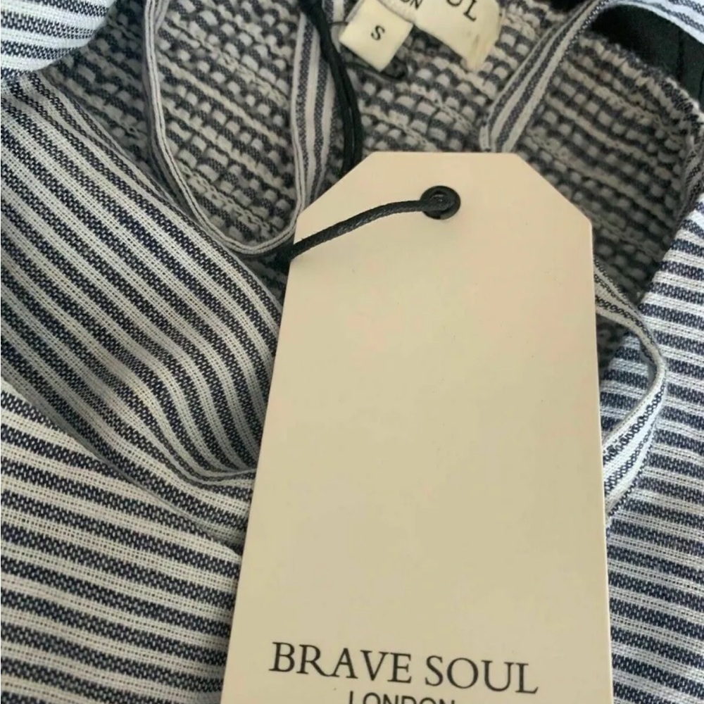 Brave Soul Sleeveless Peplum Blue Striped Vest Top Size S - Picture 7 of 7